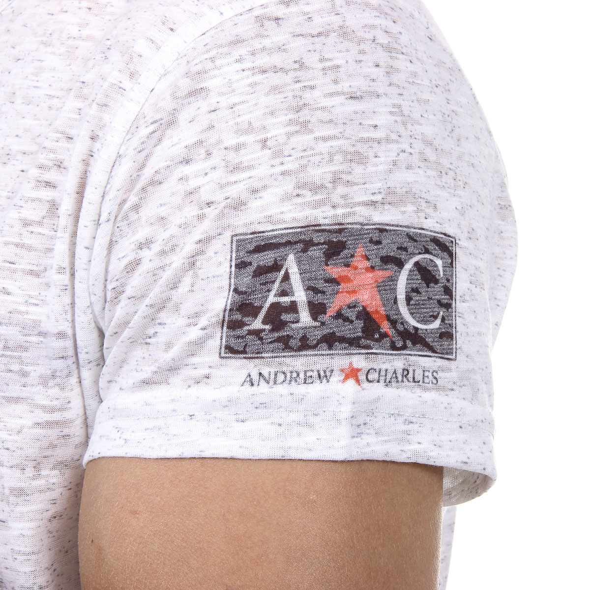 Andrew Charles Mens T-Shirt Short Sleeves Round Neck White LEVI