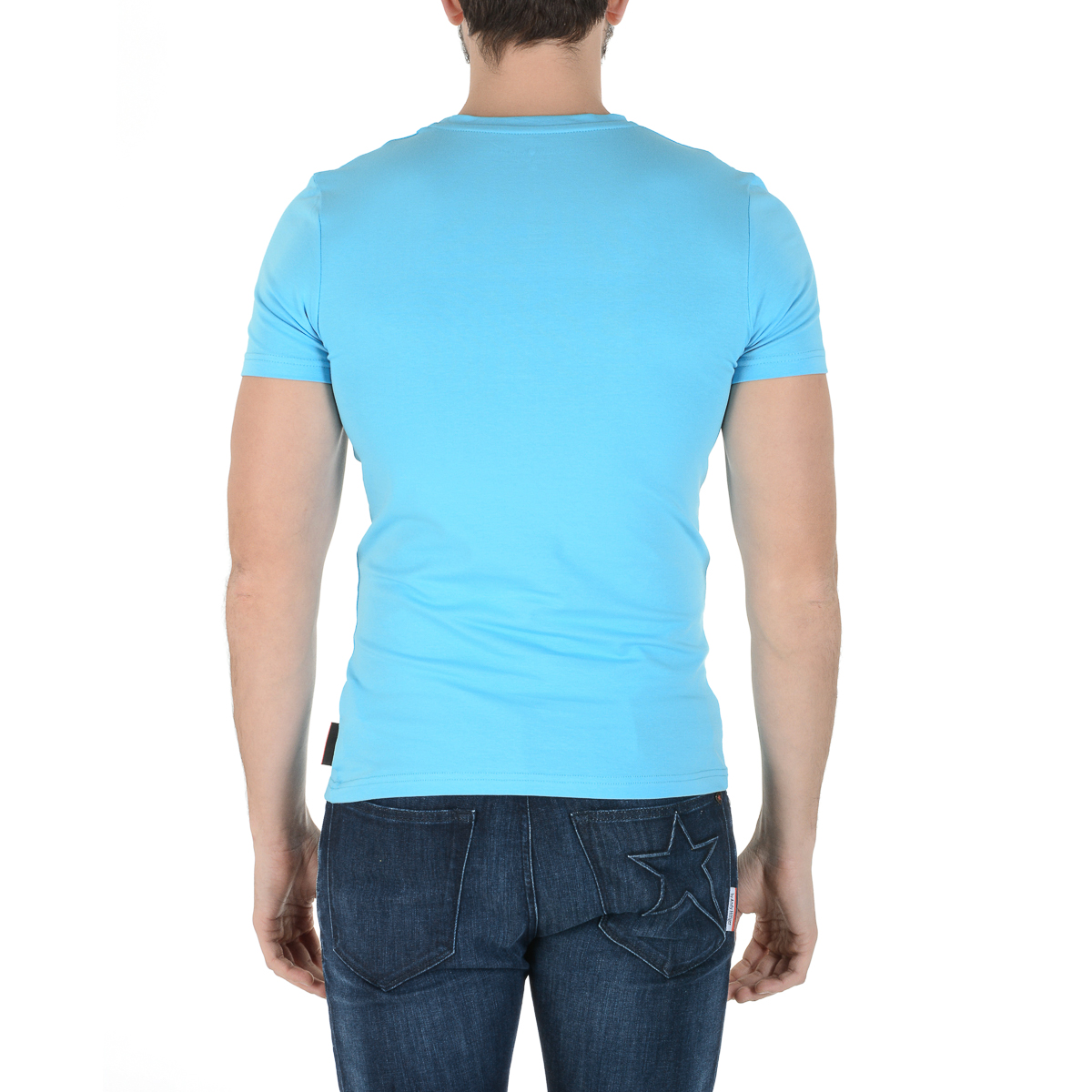 Andrew Charles Mens T-Shirt Short Sleeves Round Neck Light Blue KEITA