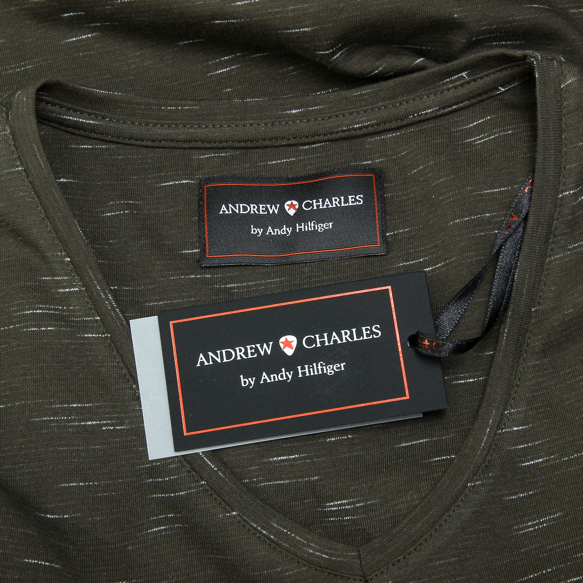 Andrew Charles Mens T-Shirt Short Sleeves V-Neck Dark Green CONNOR