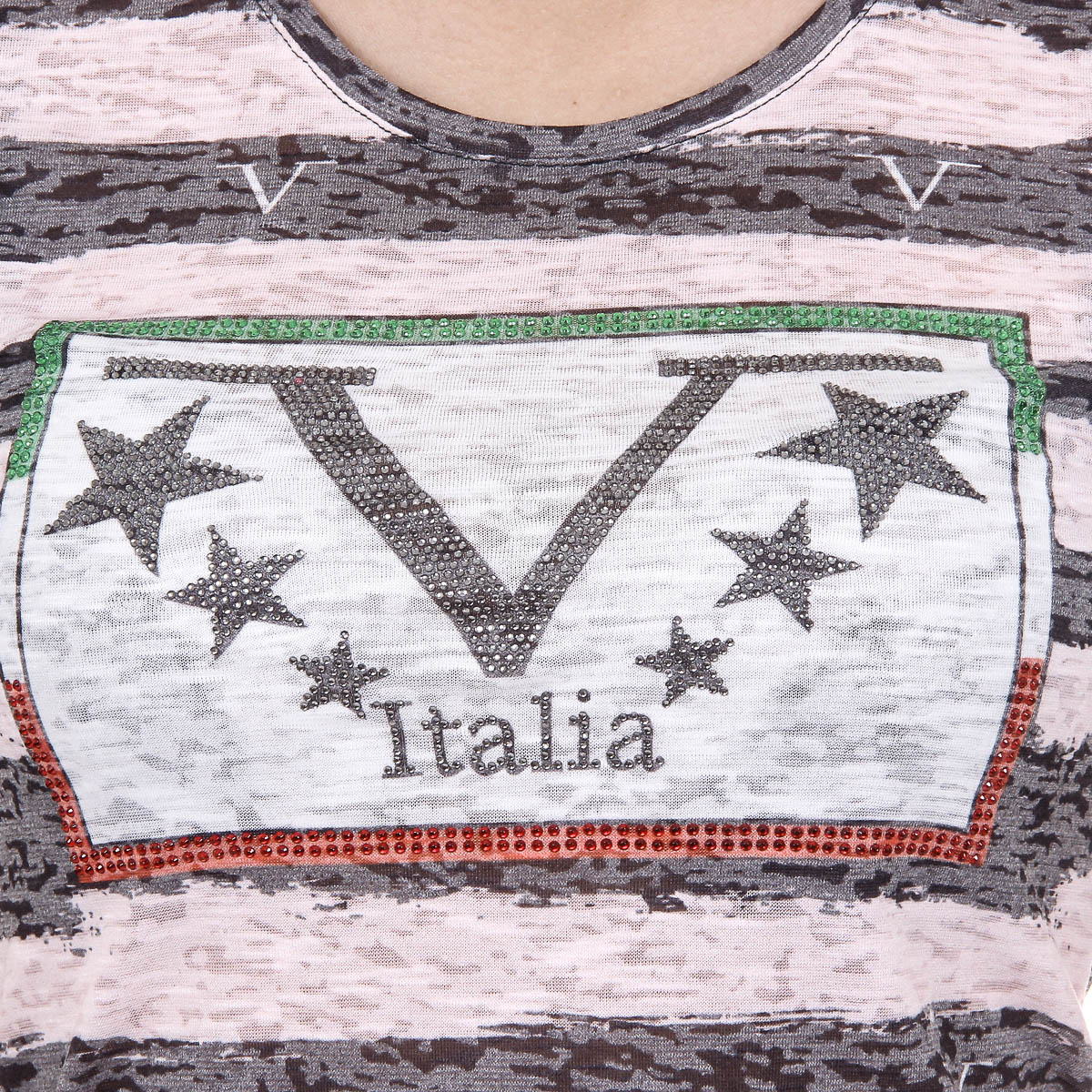 V 1969 Italia Womens T-shirt Short Sleeves Round Neck Multicolor CHARLOTTE