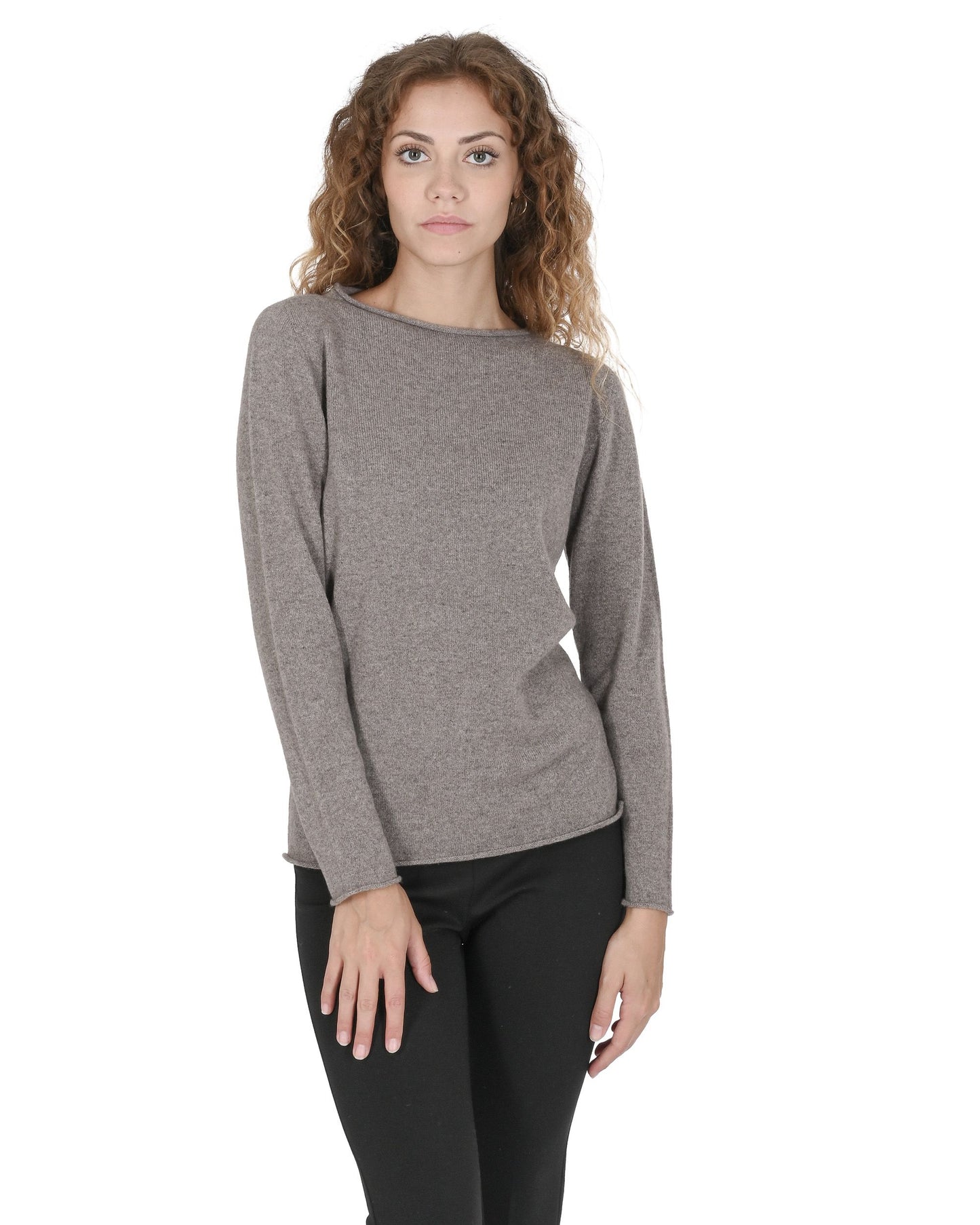 Crown of Edinburgh Cashmere Womens Boat Neck Sweater COE 0025 TAUPE