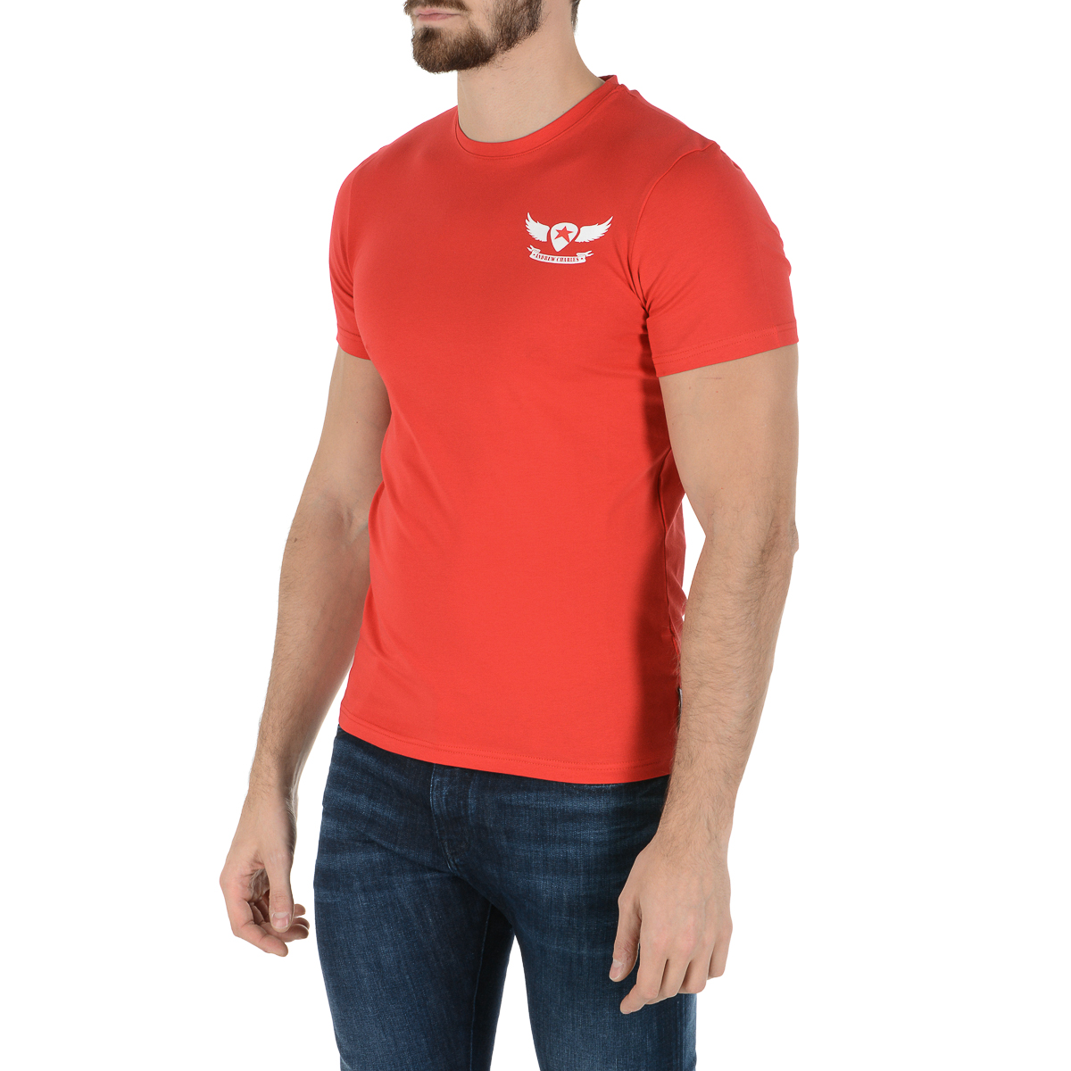 Andrew Charles Mens T-Shirt Short Sleeves Round Neck Red KEITA
