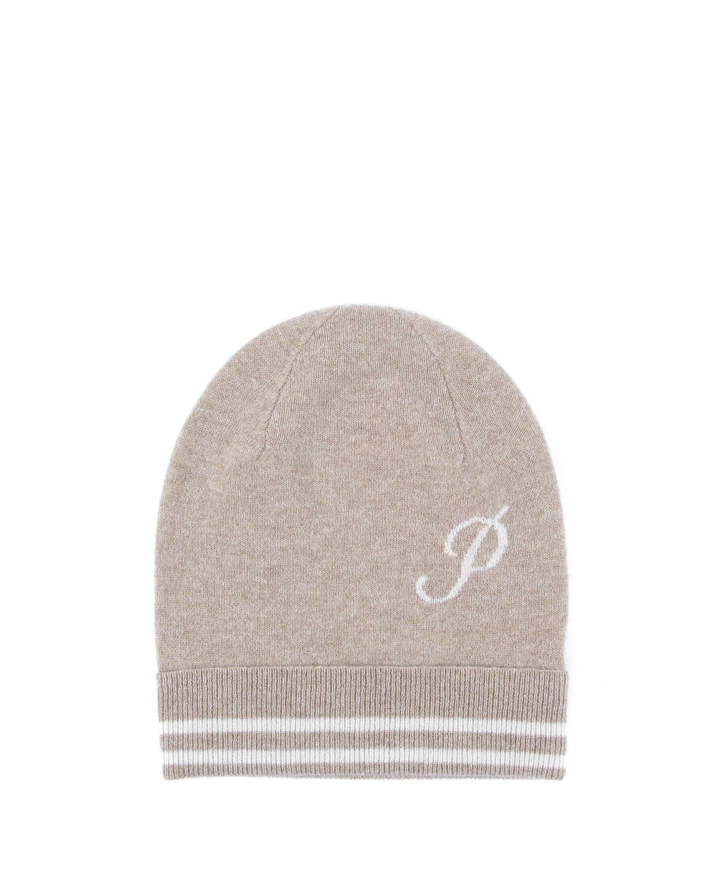 Crown of Edinburgh Cashmere Monogrammed Beanie BRUNTSFIELD CAMEL P