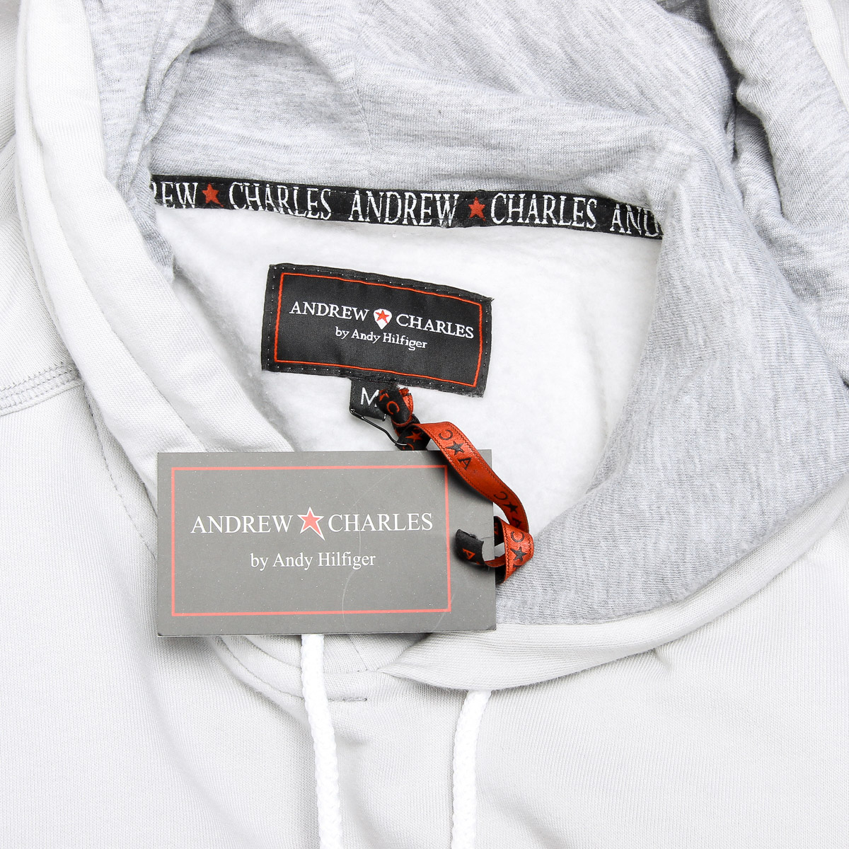 Andrew Charles Mens Hoodie Long Sleeves Round Neck Light Grey FIFI