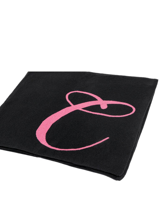 Crown of Edinburgh Cashmere Monogrammed Scarf DEAN VILLAGE BLACK C